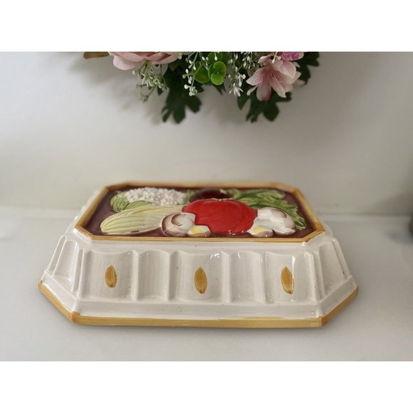 Vintage Mold Ceramic Decorative Wall Artwork Rectangle Vegetables Tomato Celery - Picture 15 of 16